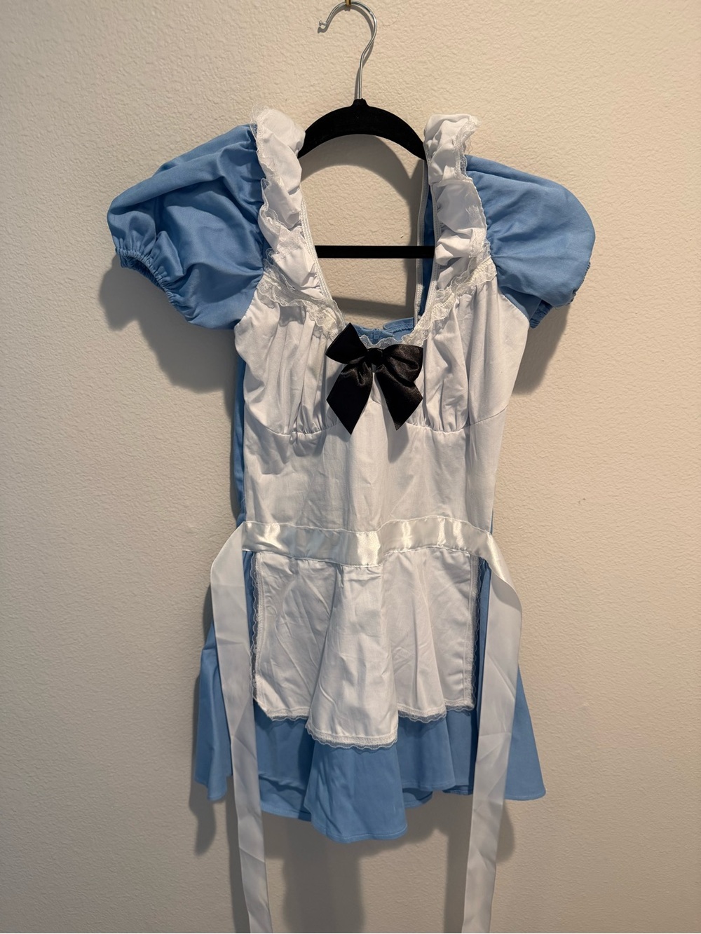Leg Avenue Blue and White Storybook Maid Costume with Black Bow
